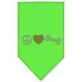 Unconditional Love Peace Love Bone Rhinestone Bandana Lime Green Large UN760746